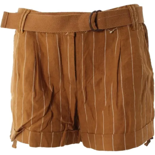Braune Leinen Shorts für Damen , Damen, Größe: XL - Tommy Hilfiger - Modalova