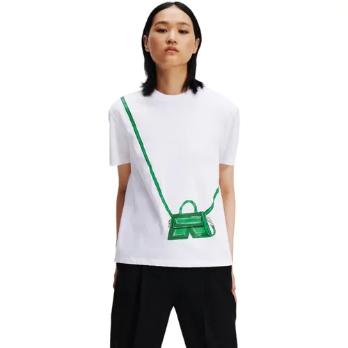 Einfaches Crew Neck T-Shirt , Damen, Größe: S - Karl Lagerfeld - Modalova