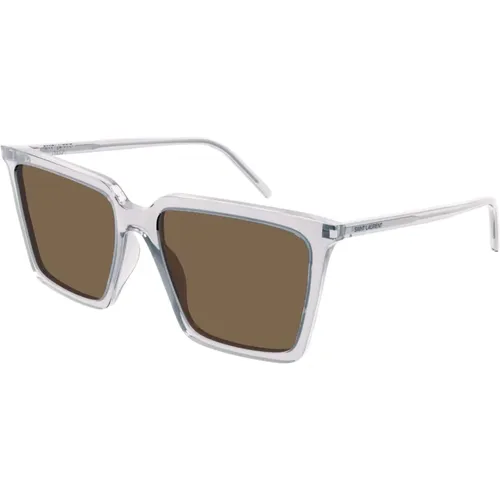 Square Sunglasses Clear Transparent Oversize Style , unisex, Sizes: L - Saint Laurent - Modalova