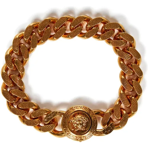 Goldenes Kettenarmband mit Medusa-Verschluss , Herren, Größe: M - Versace - Modalova