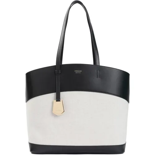 Linen Tote Handbag , female, Sizes: ONE SIZE - Salvatore Ferragamo - Modalova