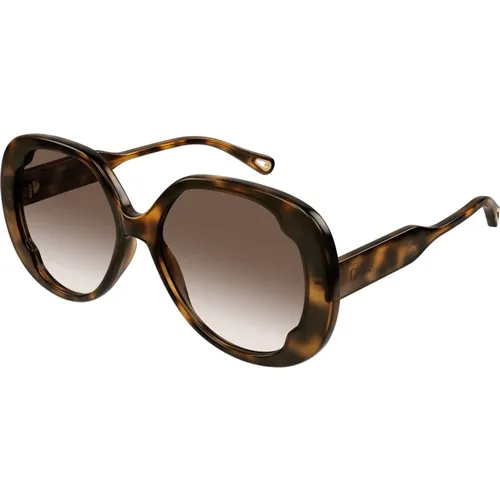 Havana Shaded Sunglasses , female, Sizes: 56 MM - Chloé - Modalova