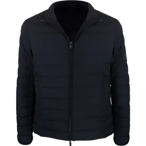 Blaue Gesteppte Logo-Patch Jacke , Herren, Größe: M - Emporio Armani - Modalova