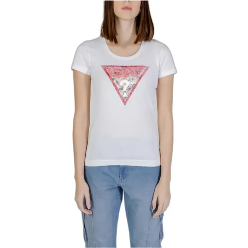 Printed Short-Sleeve Round Neck T-shirt , female, Sizes: L, XL, XS, S - Guess - Modalova