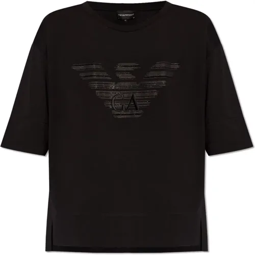 T-Shirt mit Logo , Damen, Größe: XS - Emporio Armani - Modalova