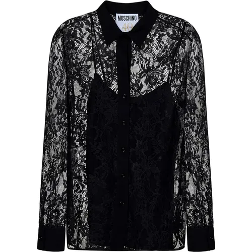 Floral Lace Shirt with Satin Tank Top , female, Sizes: L, S - Moschino - Modalova