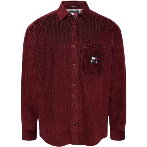 Bordeaux Corduroy Relaxed Fit Shirt , male, Sizes: M, L, S - Tommy Hilfiger - Modalova