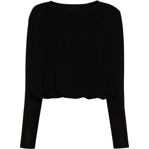 Schwarzer Drapierter Jersey-Sweater Love Birds , Damen, Größe: S - pinko - Modalova