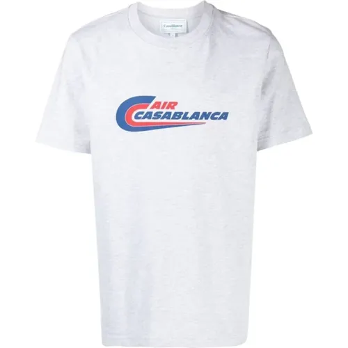 Air Print T-Shirt in Grey , male, Sizes: ONE SIZE - Casablanca - Modalova