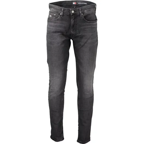 Schwarze Denim Slim Jeans mit Stickerei , Herren, Größe: W31 L32 - Tommy Hilfiger - Modalova