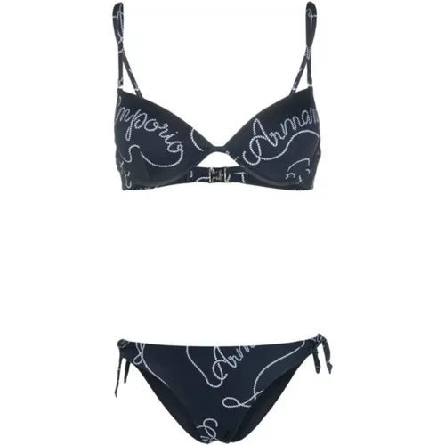 Bikini with White Logo Lettering , female, Sizes: S - Emporio Armani - Modalova