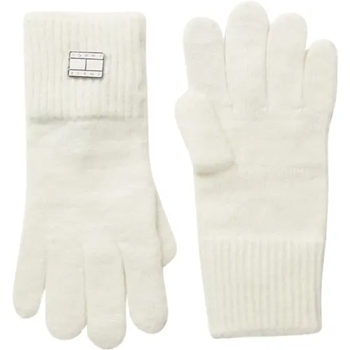 Metall-Logo-Handschuhe - Weiß , Damen, Größe: M/L - Tommy Jeans - Modalova