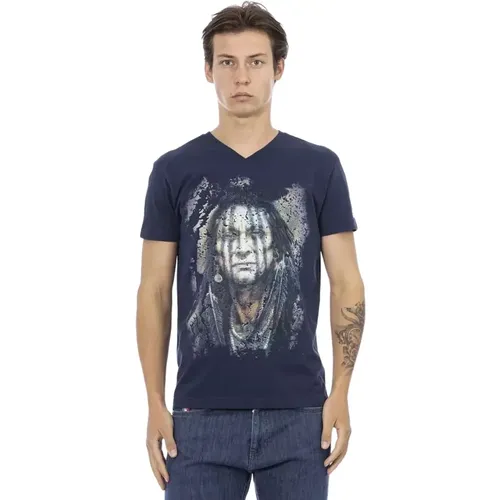 Blau Stilvolles Kurzarm-T-Shirt , Herren, Größe: XL - Trussardi - Modalova