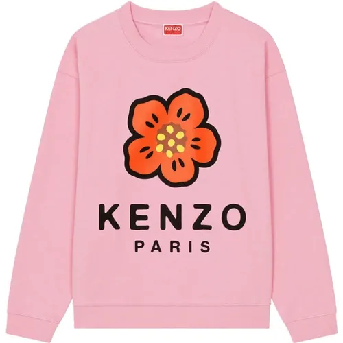 Long Sleeve Sweatshirt with Drop Shoulders and Front Print , female, Sizes: L - Kenzo - Modalova