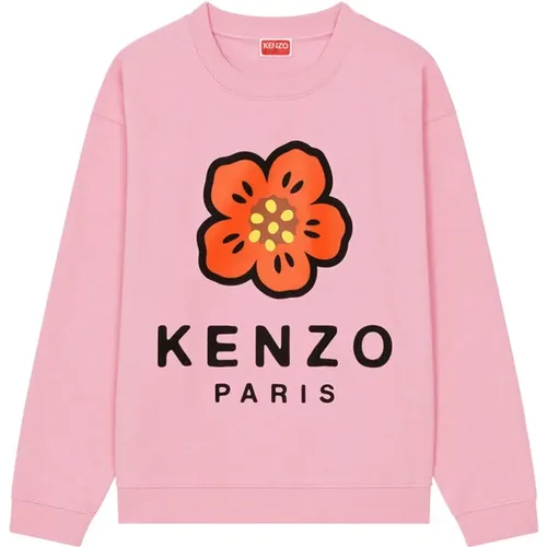 Long Sleeve Sweatshirt with Drop Shoulders and Front Print , female, Sizes: XL, L - Kenzo - Modalova