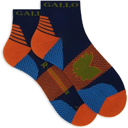 Unisex super kurze blaue technische Frottee-Socken mit Zickzack-Motiv , unisex, Größe: S - Gallo - Modalova