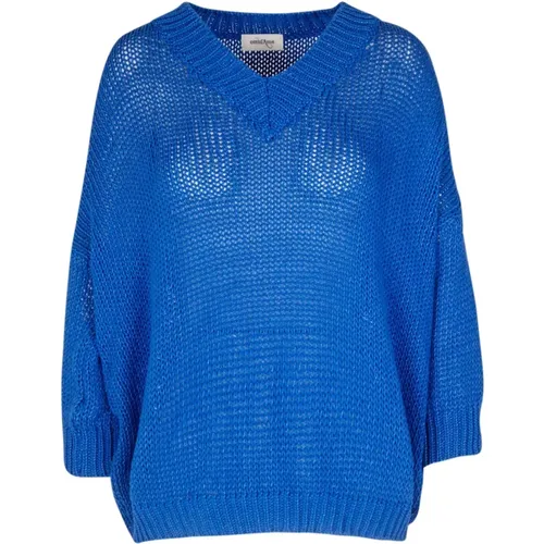 Cotton V-Neck Sweater with Ribbed Trim , female, Sizes: S - Ottod'Ame - Modalova