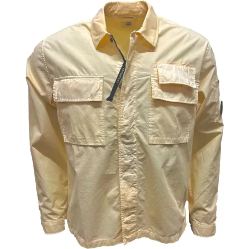 Gabardine Overshirt, Pistachio Shell Gelb , Herren, Größe: XL - C.P. Company - Modalova