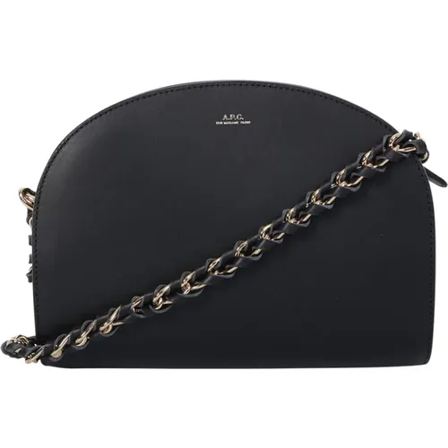 Curve-edge Engraved Logo Leather Bag , female, Sizes: ONE SIZE - A.p.c. - Modalova