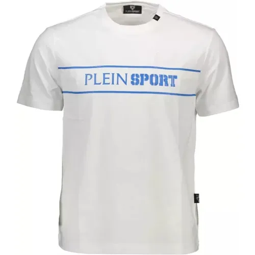 Weißes Baumwoll-T-Shirt mit Druck - Plein Sport - Modalova