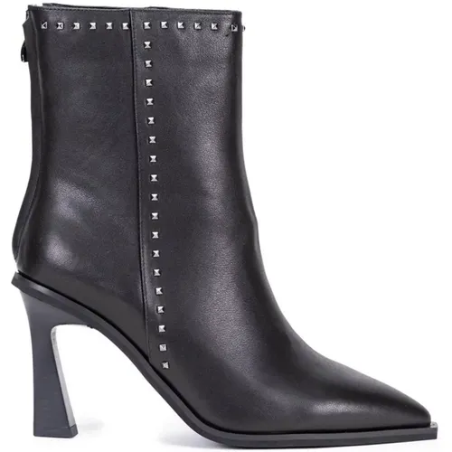 Studded Zipper Leather Ankle Boots , female, Sizes: 7 UK, 4 UK, 8 UK - Alma en Pena - Modalova
