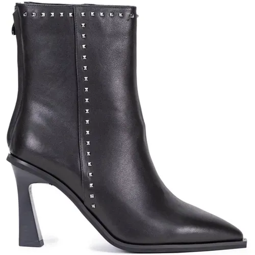 Studded Zipper Leather Ankle Boots , female, Sizes: 7 UK, 4 UK, 8 UK, 5 UK - Alma en Pena - Modalova