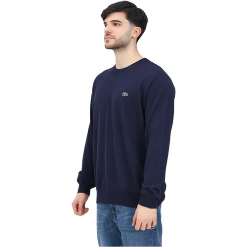 Blauer Rundhalspullover , Herren, Größe: 2XL - Lacoste - Modalova