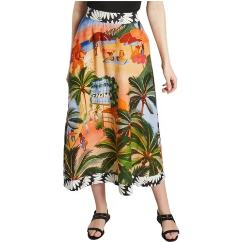 Carioca printed midi skirt , female, Sizes: M, S - Farm Rio - Modalova