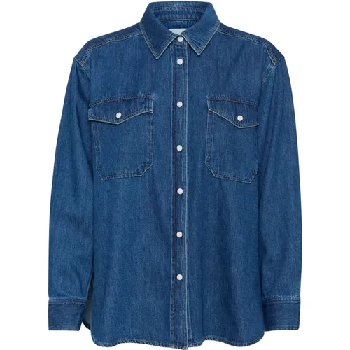 Denim Blouse Collettepw Sh Blau , Damen, Größe: L - Part Two - Modalova