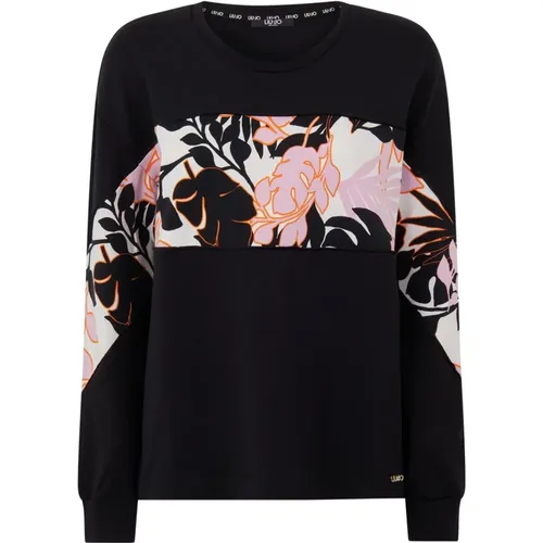 Black Floral Long Sleeve Sweatshirt , female, Sizes: M, S, L, 2XL, XS - Liu Jo - Modalova