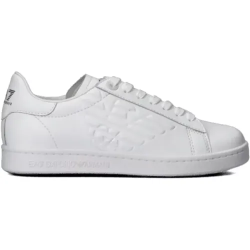 Weiße Sneakers Runde Spitze Schnürung , Herren, Größe: 44 2/3 EU - Emporio Armani EA7 - Modalova