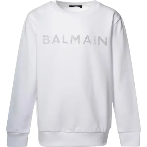 Weißer Logo-Buchstaben-Pullover - Balmain - Modalova