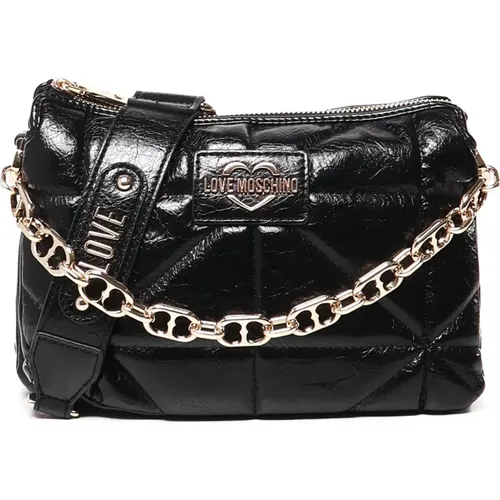 Shoulder Bag with Geometric Quilted Decoration , female, Sizes: ONE SIZE - Love Moschino - Modalova