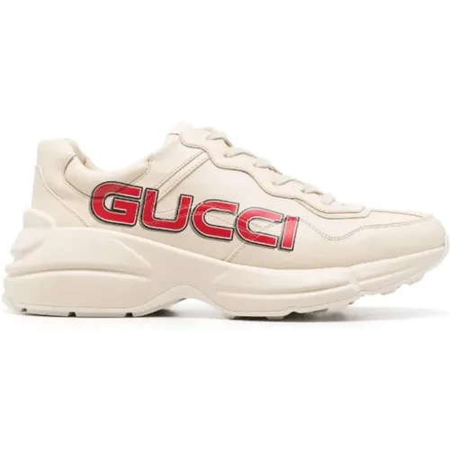 Logo Print Sneakers Almond Toe , male, Sizes: 8 1/2 UK, 8 UK - Gucci - Modalova