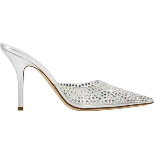 Crystal embellished transparent mules , female, Sizes: 4 1/2 UK, 4 UK - Paris Texas - Modalova