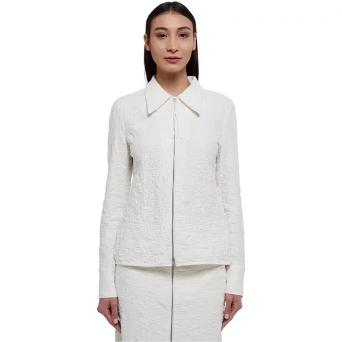 Embossed Cotton Shirt with Zip Fastening , female, Sizes: XS - Jil Sander - Modalova