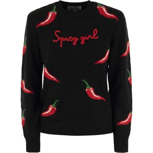 Jumper with embroidery and chilli , female, Sizes: L - MC2 Saint Barth - Modalova