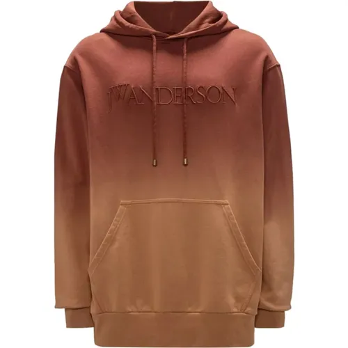 Brauner Baumwollpullover mit Logo-Stickerei , Herren, Größe: S - JW Anderson - Modalova