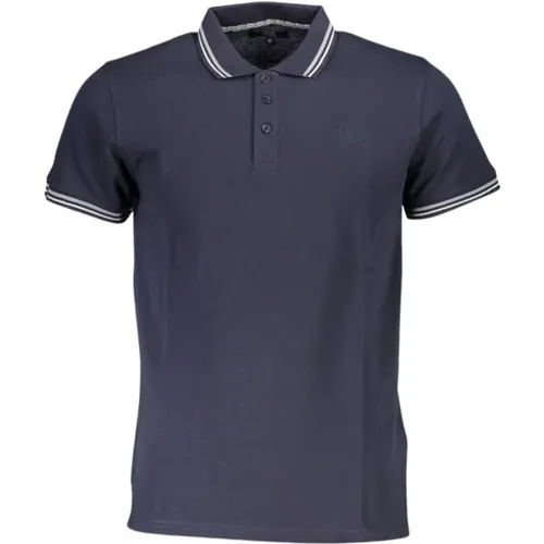 Blaues Baumwoll-Poloshirt mit Stickerei , Herren, Größe: L - Cavalli Class - Modalova