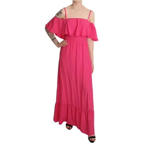 Dark Fuchsia Off Shoulder Maxi Dress , female, Sizes: XS - Liu Jo - Modalova