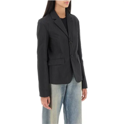 Pinstripe Padded Blazer Deconstructed Design , Damen, Größe: XS - MM6 Maison Margiela - Modalova