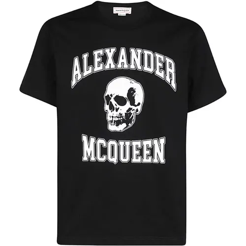 Maxi Print Baumwoll Crew-Neck T-Shirt , Herren, Größe: 2XL - alexander mcqueen - Modalova