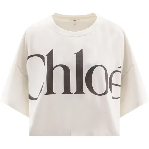 Maxi Logo Oversize Cotton T-Shirt , female, Sizes: M, XS - Chloé - Modalova
