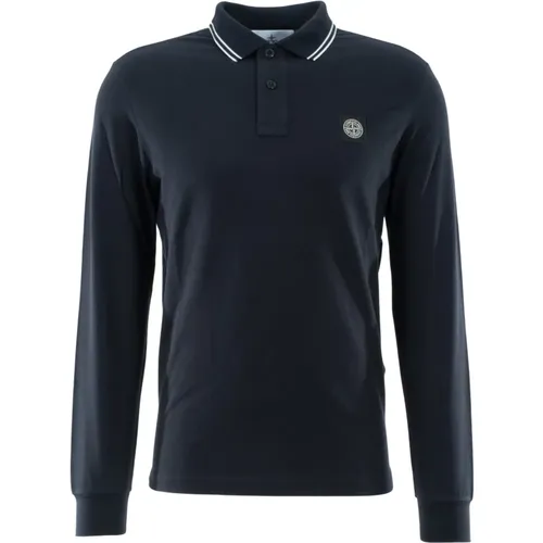 Blau Elastisches Piqué Langarm-Polo 2Sl18 - Stone Island - Modalova