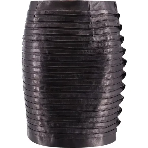 Leather Skirt with Side Zip Closure , female, Sizes: S - Versace - Modalova