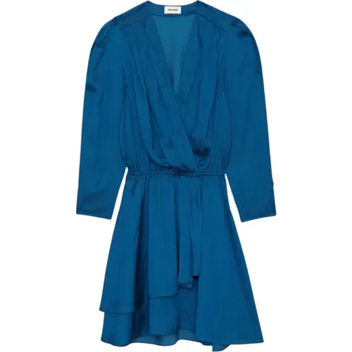 Japanese Satin Dress with Crossed Neckline , female, Sizes: S, L, M - Zadig & Voltaire - Modalova