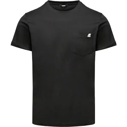 Schwarzes stilvolles T-Shirt für Männer , Herren, Größe: L - K-way - Modalova