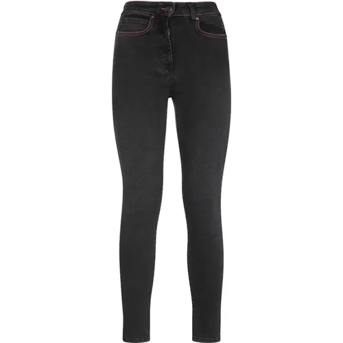 Kontrastnähte Denim Jeans , Damen, Größe: 2XS - MSGM - Modalova