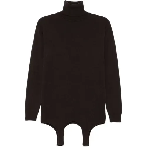 Brauner Kaschmir Rollkragenpullover,Kaschmir Rollkragenpullover mit Garter-Effect Saum - Saint Laurent - Modalova