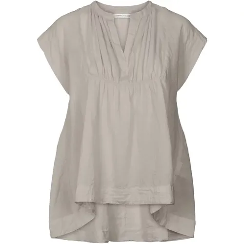 Pearl Grey Flounce Top , female, Sizes: S - Rabens Saloner - Modalova